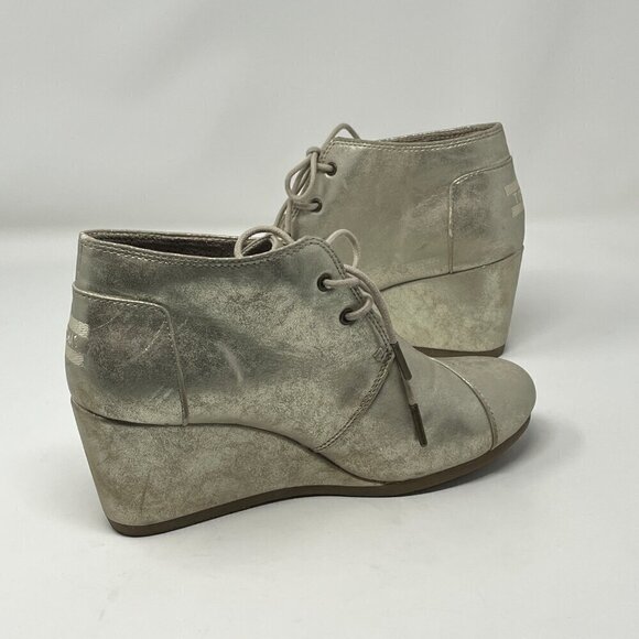 Toms Desert Wedge Booties shoes metallic gold 8 - Picture 7 of 12